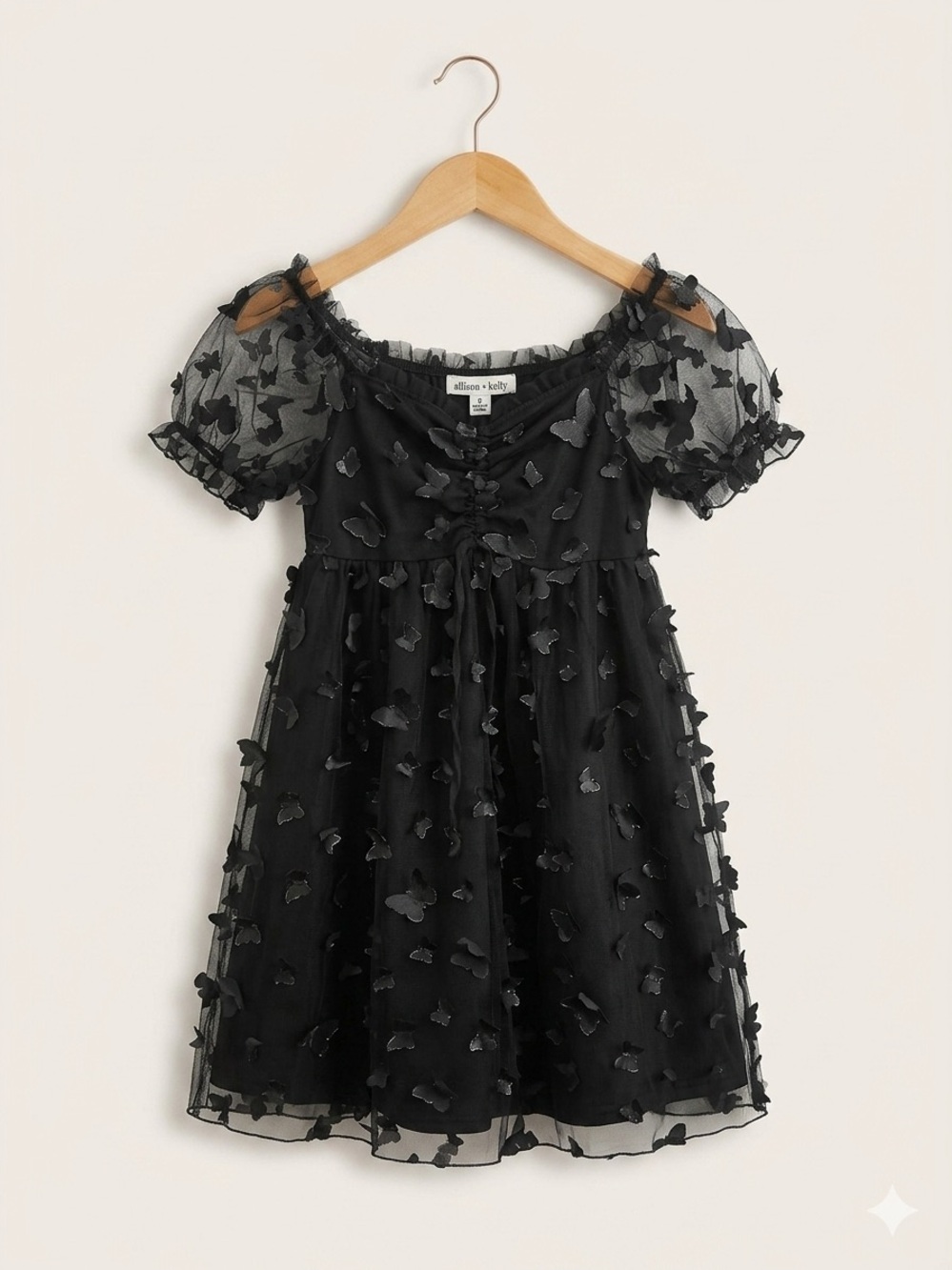 Black Butterfly Mesh Party Dress for Kids - Affen & Koko